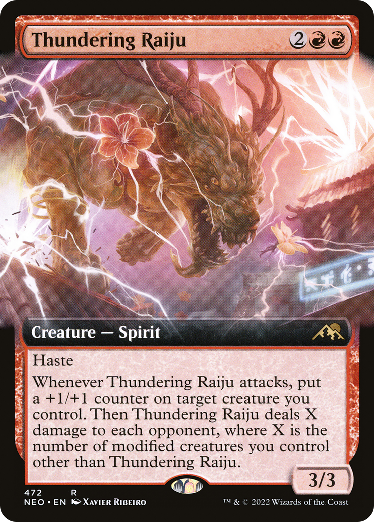 Thundering Raiju (Extended Art) [Kamigawa: Neon Dynasty] Foil