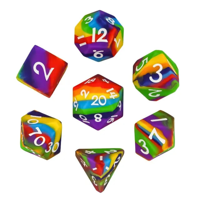 RPG Dice Set | Silicone | Rainbow | Set of 7 (D0221)