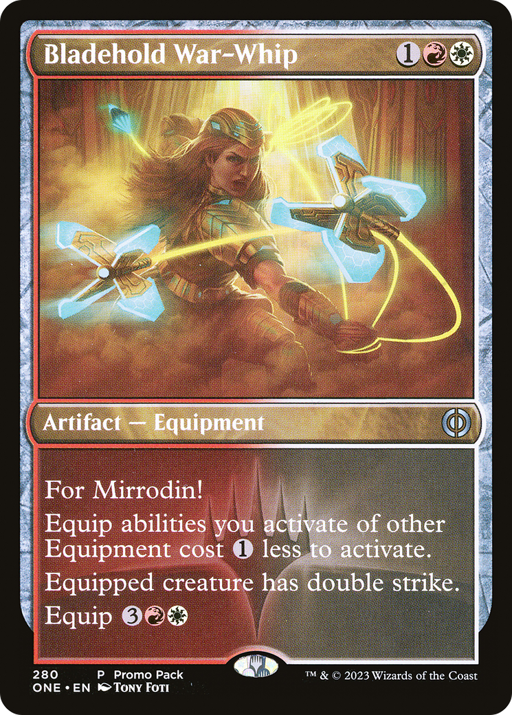 Bladehold War-Whip (Promo Pack) [Phyrexia: All Will Be One Promos] Foil