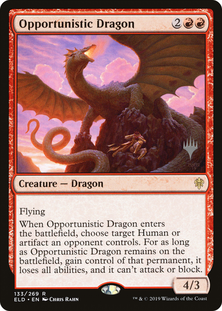 Opportunistic Dragon (Promo Pack) [Throne of Eldraine Promos] Foil