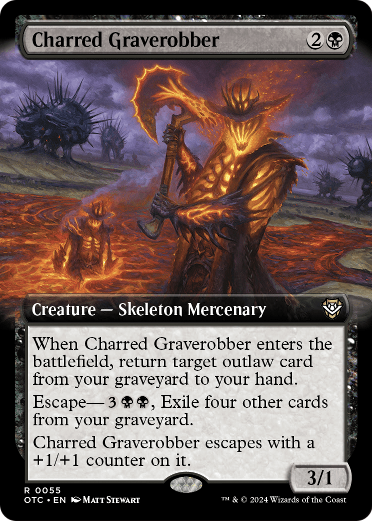 Charred Graverobber (Extended Art) [Outlaws of Thunder Junction Commander] Foil