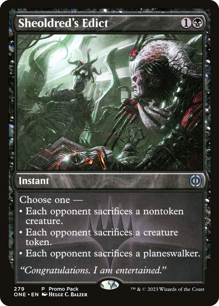 Sheoldred's Edict (Promo Pack) [Phyrexia: All Will Be One Promos] Foil