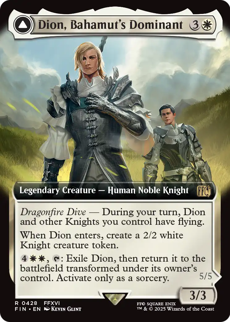 Dion, Bahamut's Dominant // Bahamut, Warden of Light (428) [FINAL FANTASY] : (enchantment, Extended Art)