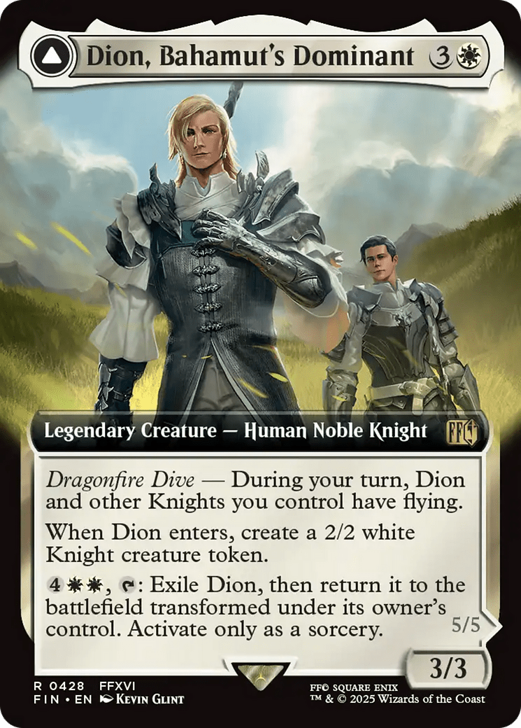 Dion, Bahamut's Dominant // Bahamut, Warden of Light (428) [FINAL FANTASY] : (enchantment, Extended Art)