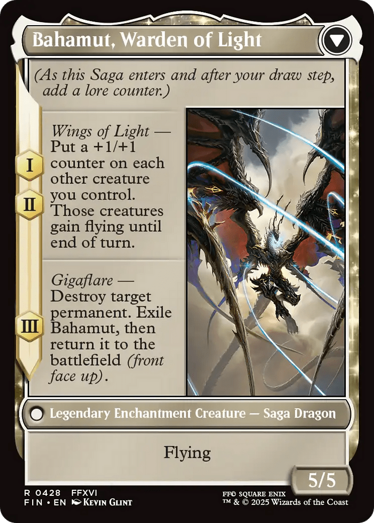 Dion, Bahamut's Dominant // Bahamut, Warden of Light (428) [FINAL FANTASY] : (enchantment, Extended Art)