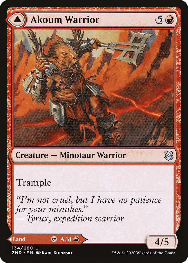 Akoum Warrior // Akoum Teeth [Zendikar Rising] Foil