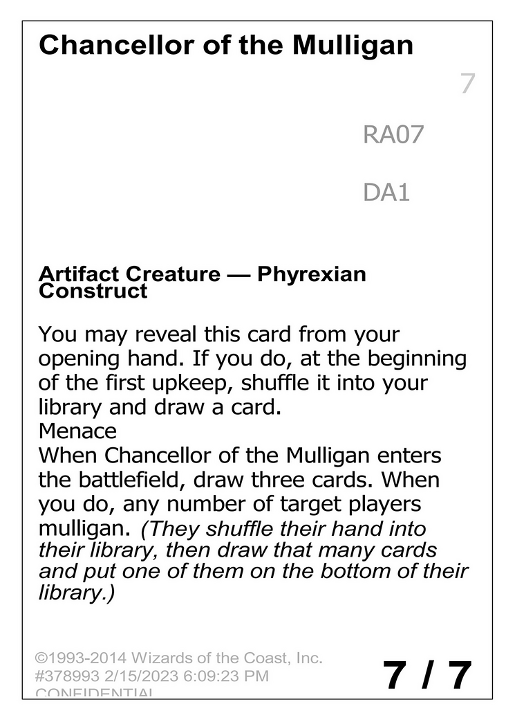 Chancellor of the Mulligan (DA1-RA07B) - Unknown Event