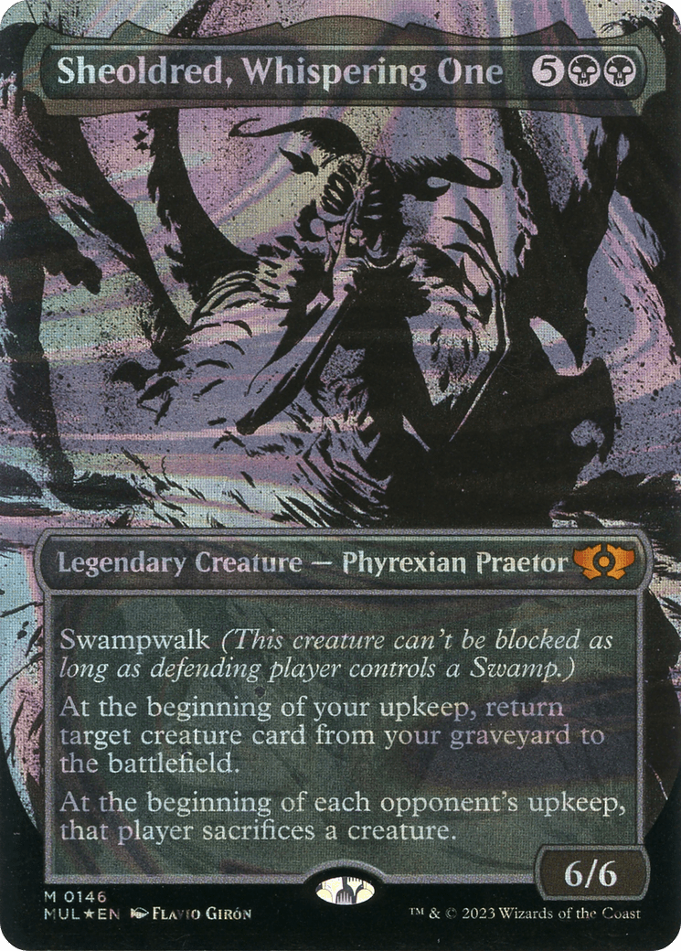 Sheoldred, Whispering One (Halo Foil) [Multiverse Legends]