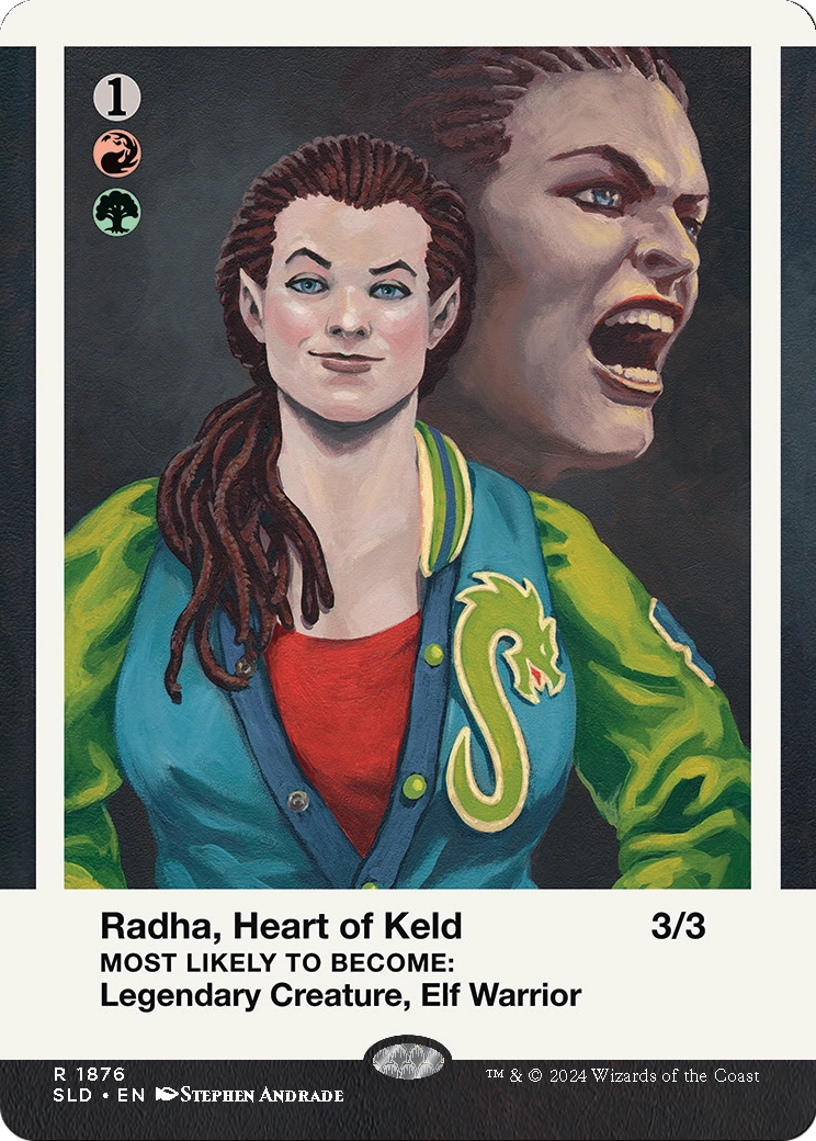 Radha, Heart of Keld // Radha, Heart of Keld (1876) [Secret Lair Drop]  (Borderless) Foil