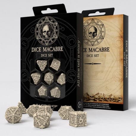 RPG Dice Set | Resin | Q Workshop - Dice Macabre | Set of 7