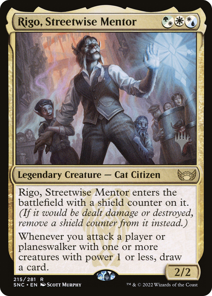 Rigo, Streetwise Mentor (Promo Pack) [Streets of New Capenna Promos] Foil