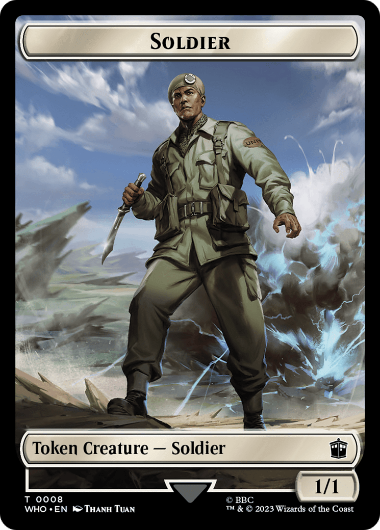 Soldier // Dinosaur Double-Sided Token [Doctor Who Tokens] Foil