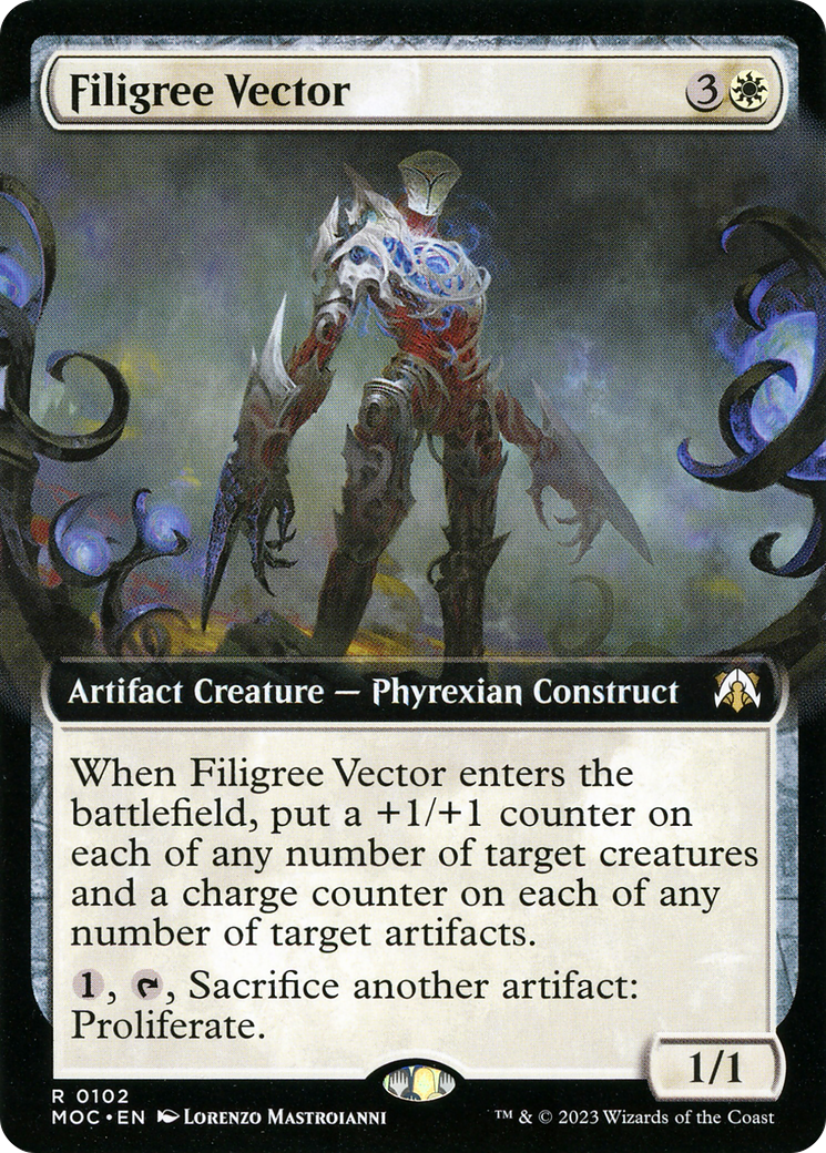 Filigree Vector (Extended Art) [March of the Machine Commander] Foil