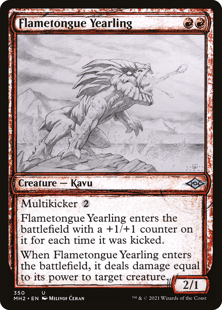 Flametongue Yearling (Sketch) [Modern Horizons 2] Foil