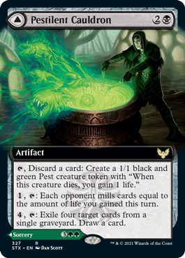 Pestilent Cauldron // Restorative Burst (Extended Art) [Strixhaven: School of Mages] Foil