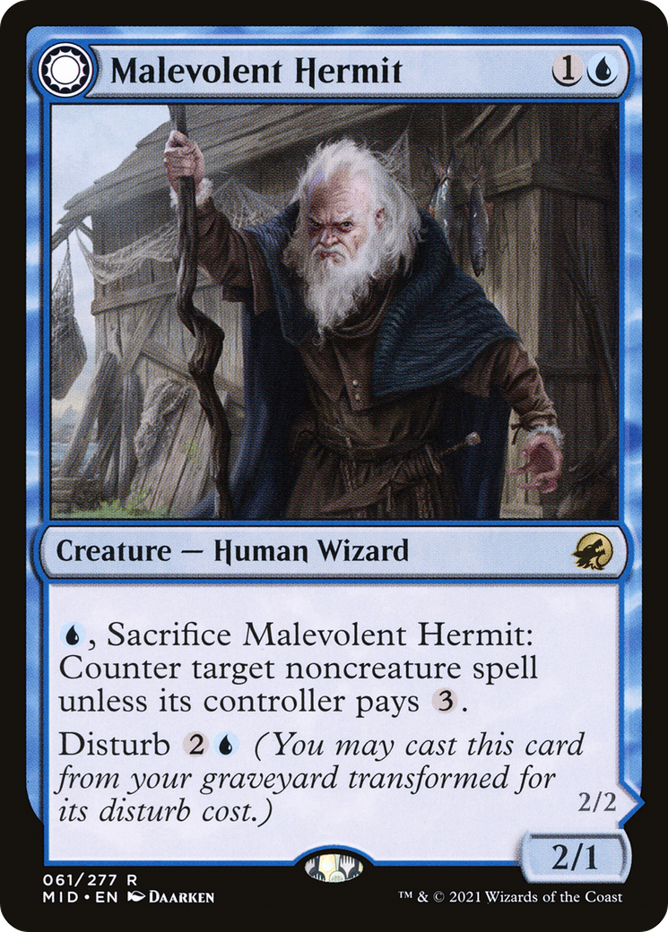 Malevolent Hermit // Benevolent Geist [Innistrad: Midnight Hunt] Foil