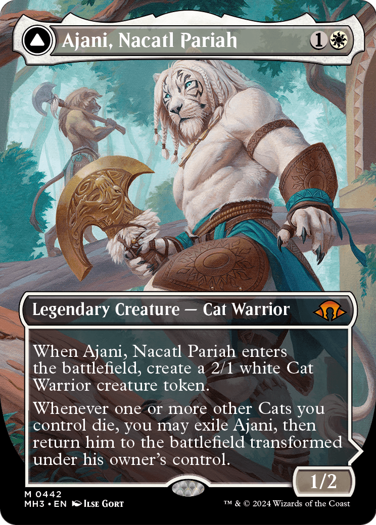 Ajani, Nacatl Pariah // Ajani, Nacatl Avenger (Borderless) [Modern Horizons 3] Foil