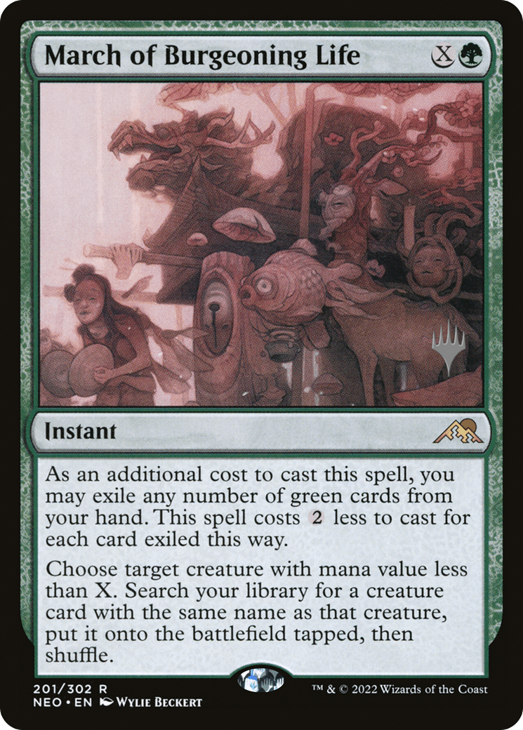 March of Burgeoning Life (Promo Pack) [Kamigawa: Neon Dynasty Promos] Foil