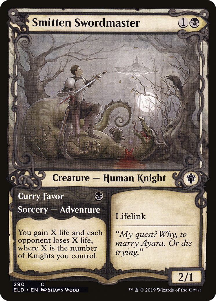 Smitten Swordmaster // Curry Favor (Showcase) [Throne of Eldraine] Foil