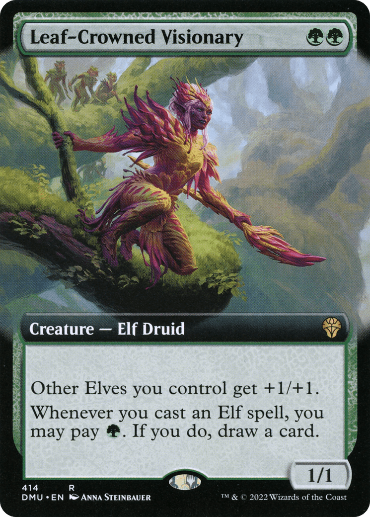 Leaf-Crowned Visionary (Extended Art) [Dominaria United] Foil