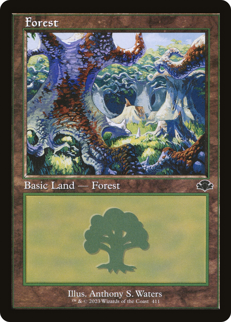 Forest (411) (Retro) [Dominaria Remastered] Foil