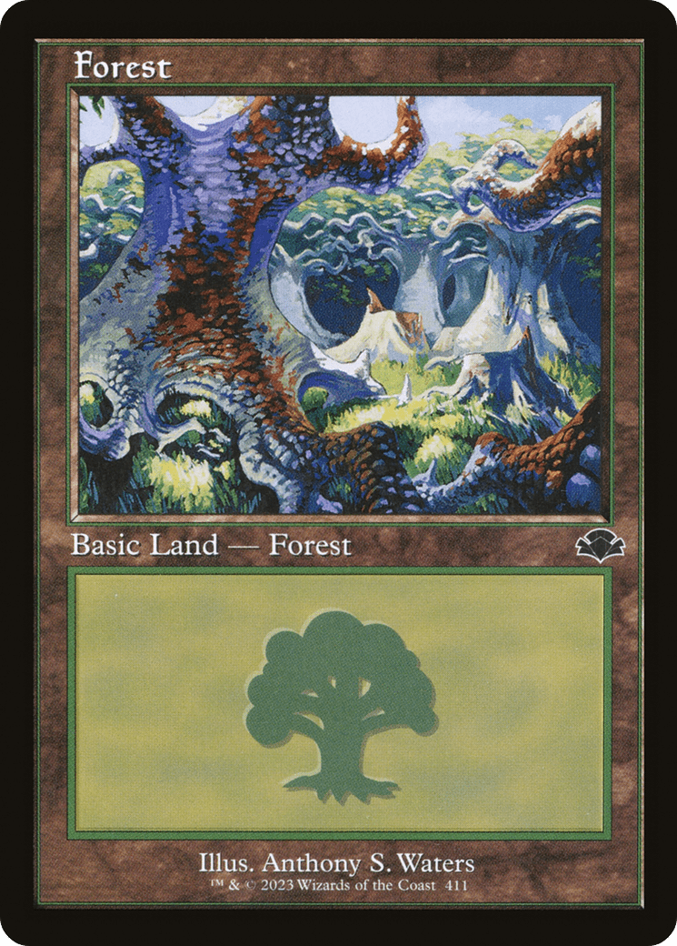 Forest (411) (Retro) [Dominaria Remastered] Foil