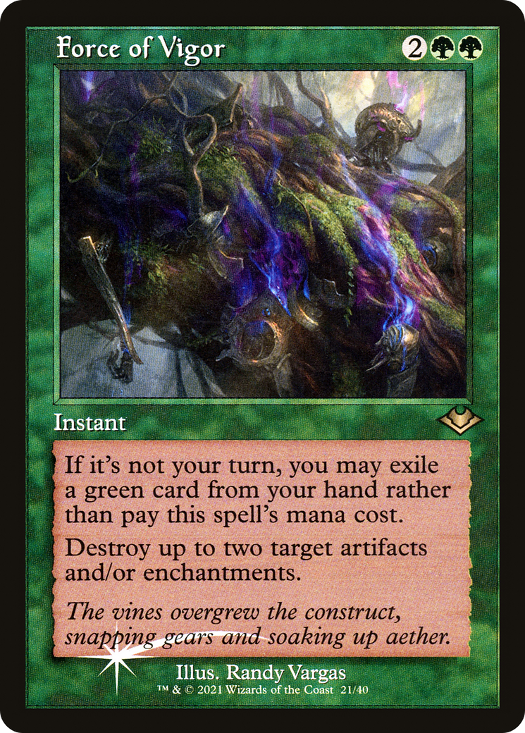 Force of Vigor (H1R-021) - Modern Horizons 1 Timeshifts Etched Foil