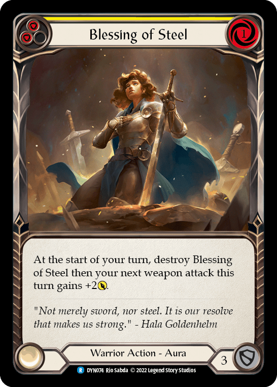 Blessing of Steel (Yellow) [DYN074] (Dynasty)  Rainbow Foil