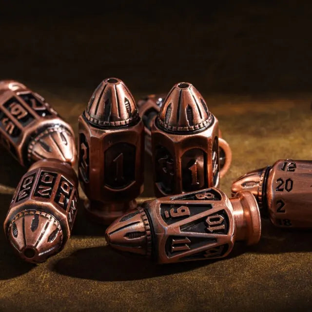 RPG Dice Set | Metal | Ancient Bullets | Copper