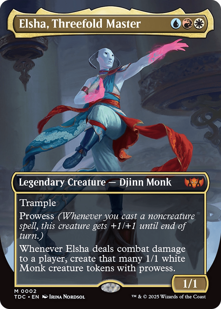 Elsha, Threefold Master (Borderless) (002) [Commander: Tarkir: Dragonstorm]  Foil