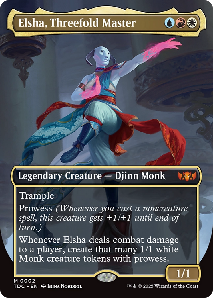 Elsha, Threefold Master (Borderless) (002) [Commander: Tarkir: Dragonstorm]  Foil