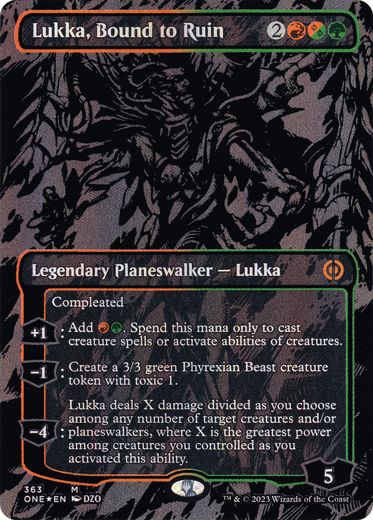 Lukka, Bound to Ruin (Oil Slick Raised Foil) [Phyrexia: All Will Be One]