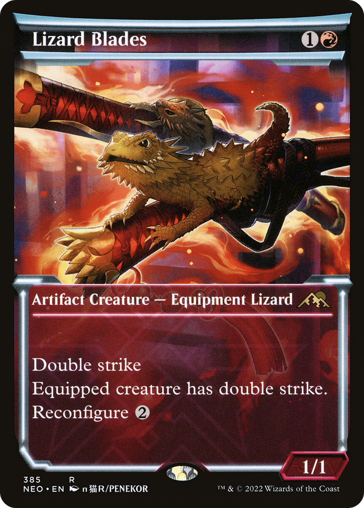 Lizard Blades (Showcase Soft Glow) [Kamigawa: Neon Dynasty] Foil