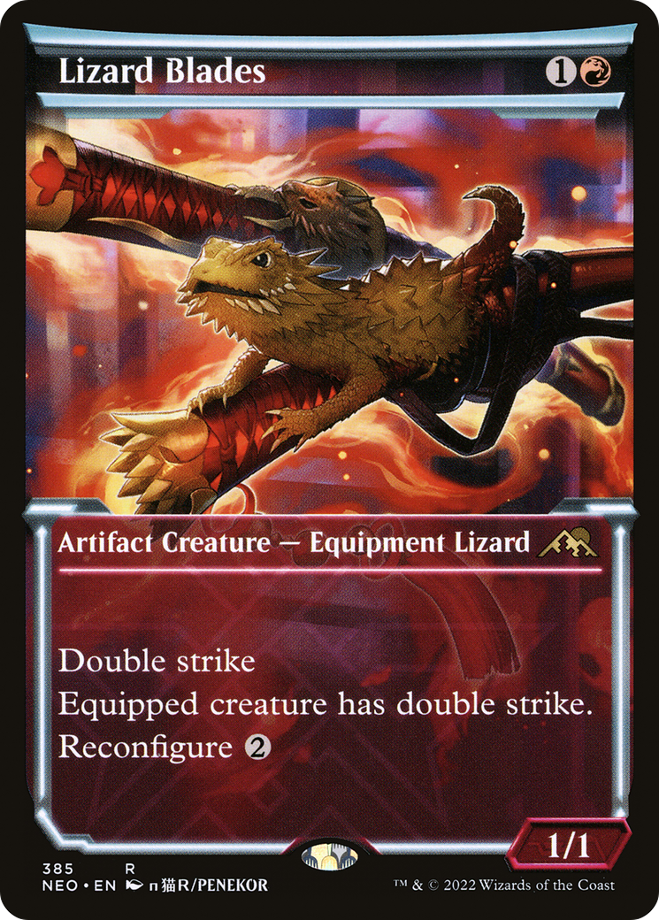 Lizard Blades (Showcase Soft Glow) [Kamigawa: Neon Dynasty] Foil