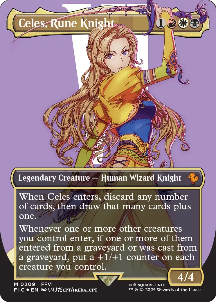 Celes, Rune Knight (Borderless) (Surge Foil) (209) [Commander: FINAL FANTASY]