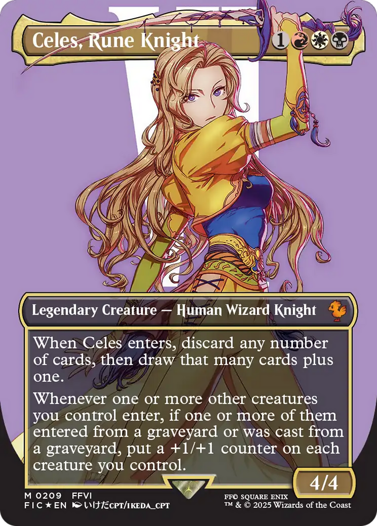 Celes, Rune Knight (Borderless) (Surge Foil) (209) [Commander: FINAL FANTASY]