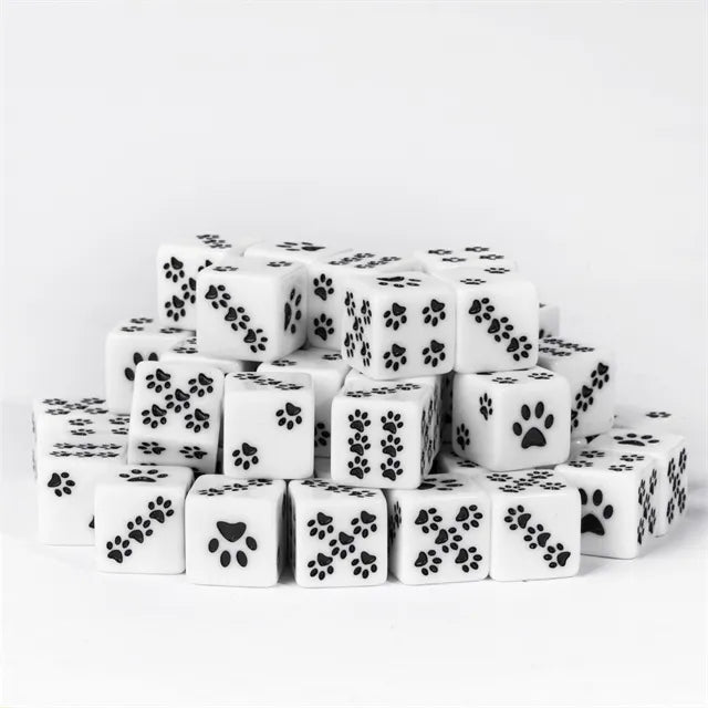 RPG Dice | Resin | Cat Pawprints | White