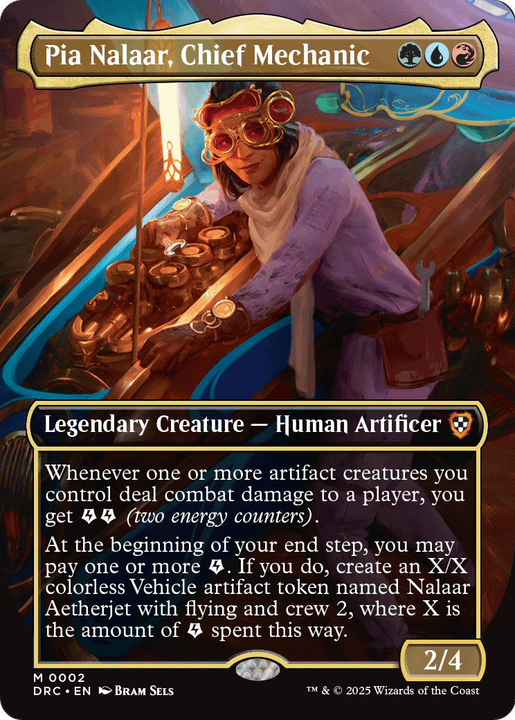 Pia Nalaar, Chief Mechanic (Borderless) (002) [Commander: Aetherdrift]  Foil