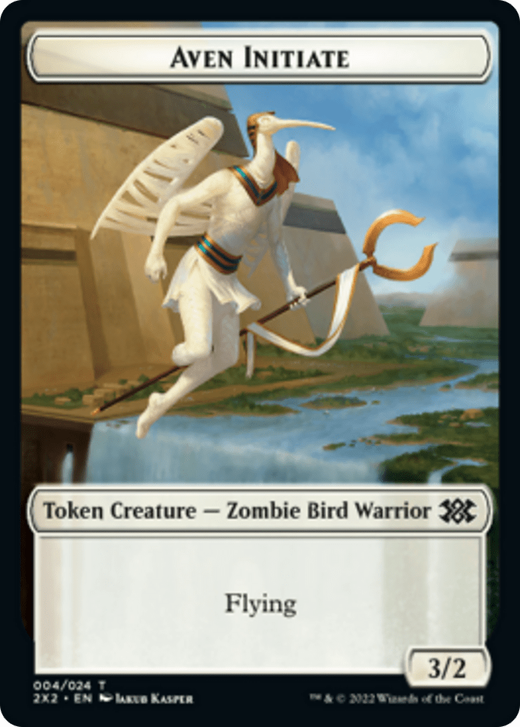Worm // Aven Initiate Double-Sided Token [Double Masters 2022 Tokens] Foil