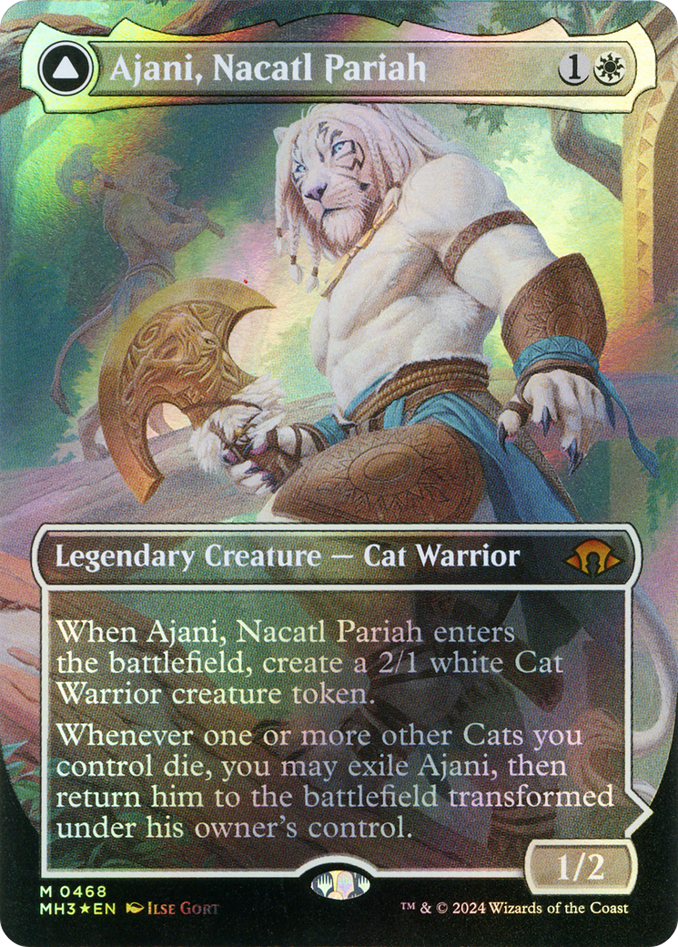Ajani, Nacatl Pariah // Ajani, Nacatl Avenger (Borderless) (Textured Foil) [Modern Horizons 3]