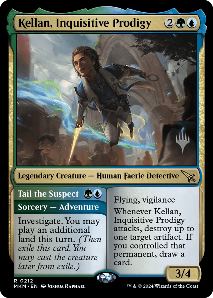 Kellan, Inquisitive Prodigy // Tail the Suspect (Promo Pack) [Murders at Karlov Manor Promos] Foil