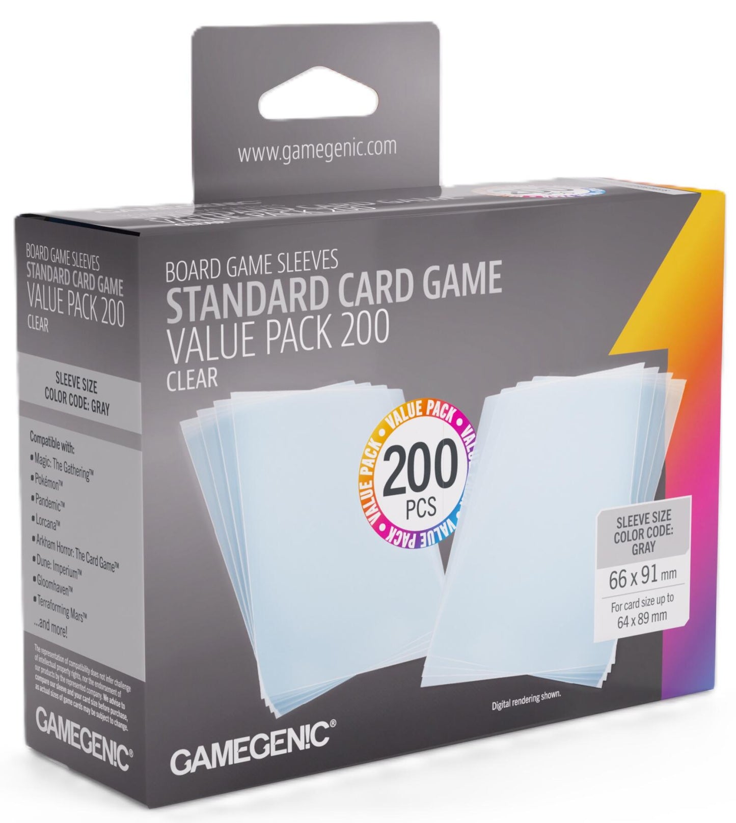 Gamegenic | Board Game Sleeves | Clear | Standard Size (66 x 91mm) - 200ct Value Pack