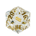RPG Dice | Acrylic | 55mm D20 | Gold and Transparent (D1007)