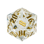RPG Dice | Acrylic | 55mm D20 | Gold and Transparent (D1007)
