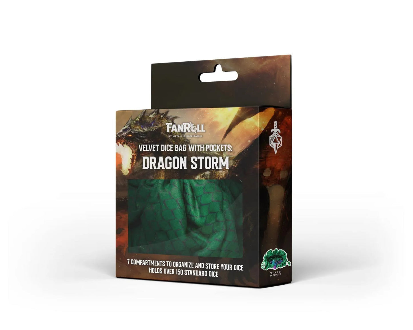 Fanroll | Velvet Compartment Dice Bag | Dragon Storm: Green Dragon Scales