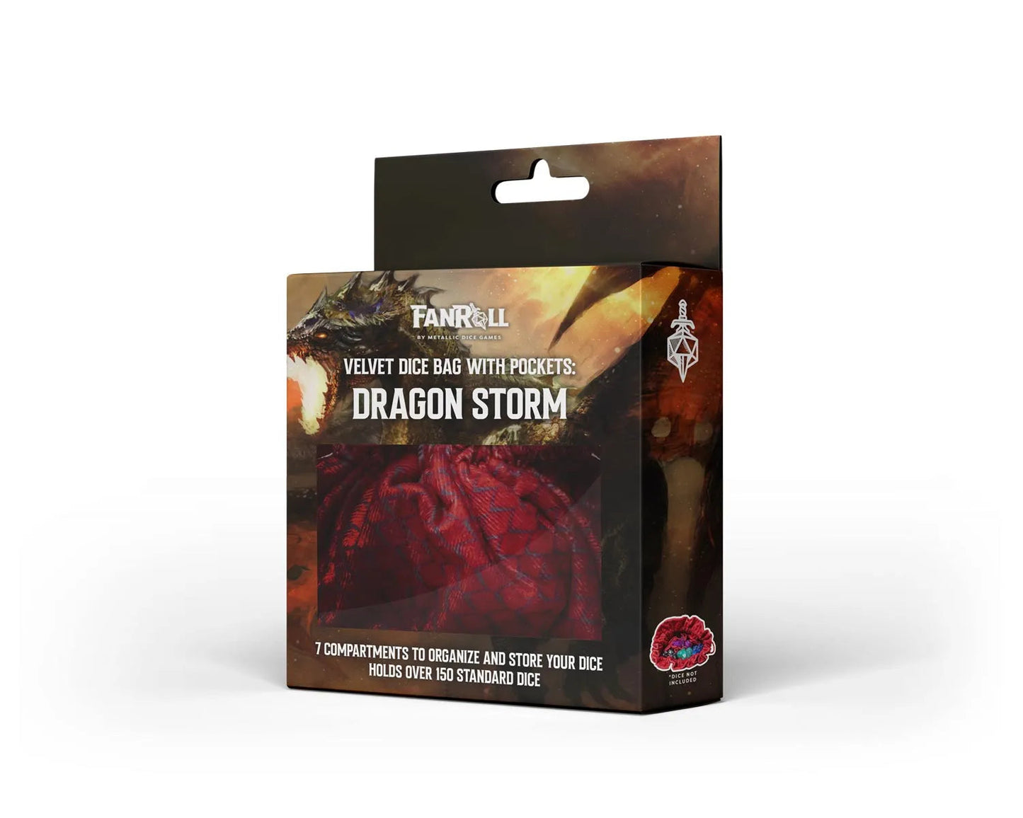 Fanroll | Velvet Compartment Dice Bag | Dragon Storm: Red Dragon Scales
