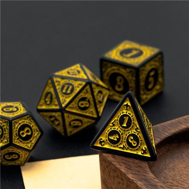 RPG Dice | "Yellow Alchemy" | Set of 7
