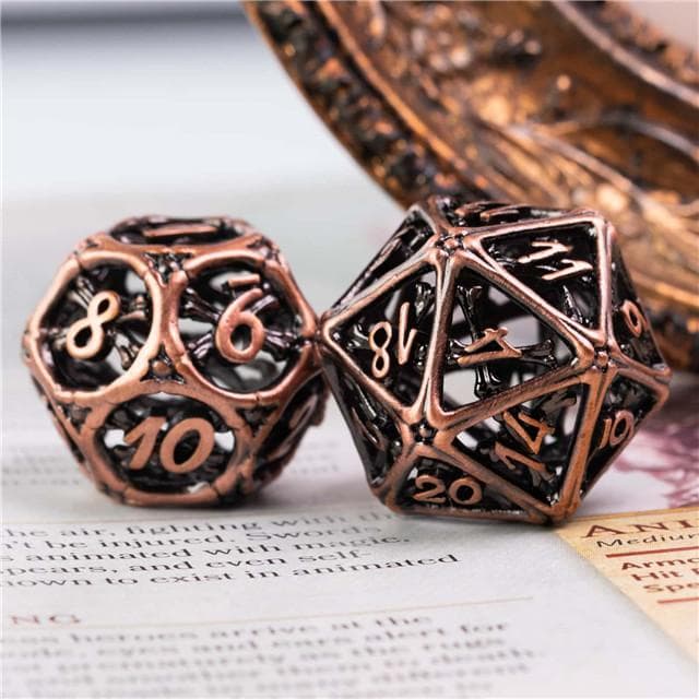 Metal Dice | Hollow "Bones" Copper | Set of 7