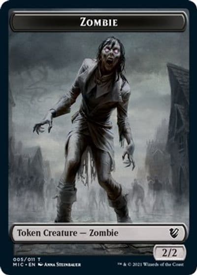 Zombie // Zombie Double-Sided Token (005 MIC/005 MID) [Innistrad: Midnight Hunt Commander Tokens]