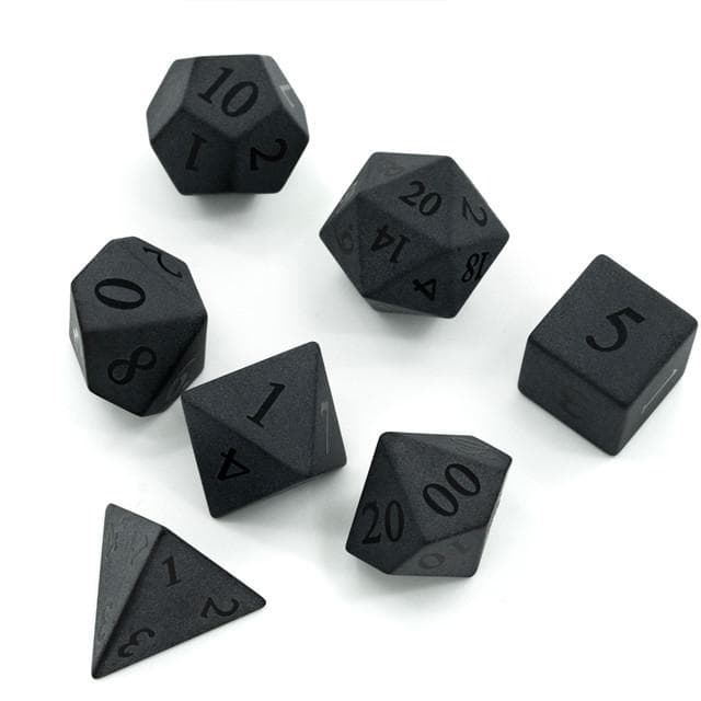 Gemstone Dice | New Matte Obsidian | Set of 7